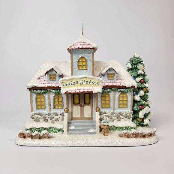 Precious Moments Hawthorne Village Christm Mugs and Hugs Precinct Police Station - Picture 1 of 13